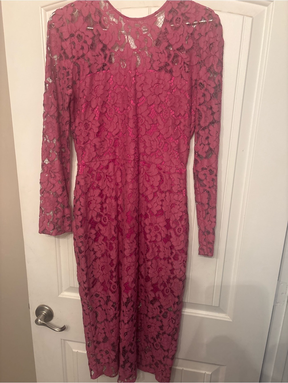 Alexis Long-Sleeve Rose Lace Midi Dress